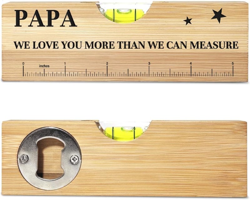 AACQQ Fathers Day Birthday Gifts for Papa Dad from Daughter Son Wife Wooden Spirit Level Valentines Christmas Thank You Gifts Ideas for Daddy New Dad Papa Grandpa - Image 1